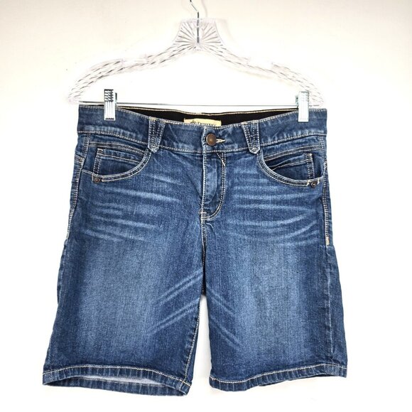 Democracy Dark Wash Ab Solution Tummy Control BOOTY LIFT Denim Bermuda Shorts - Picture 1 of 6